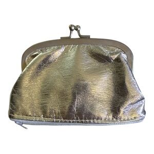Roger Gimbel Gold Metallic Kiss Lock Coin Purse Mid Century Vintage Glam